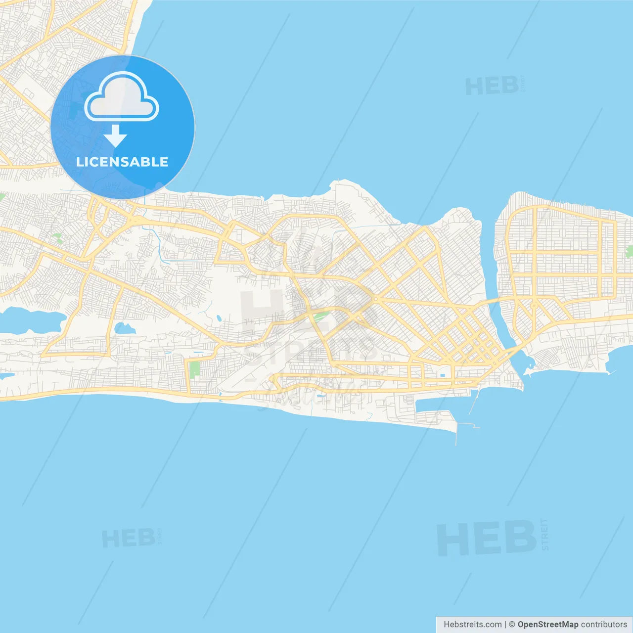 Printable street map of Cotonou, Benin