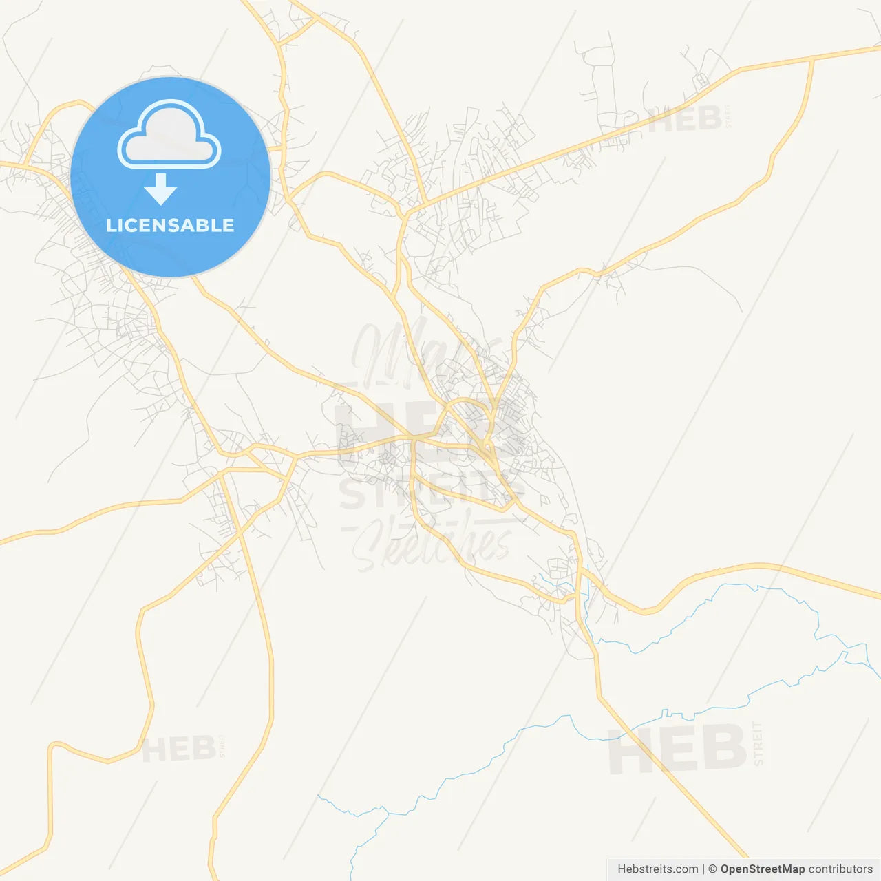 Printable street map of Okene, Nigeria