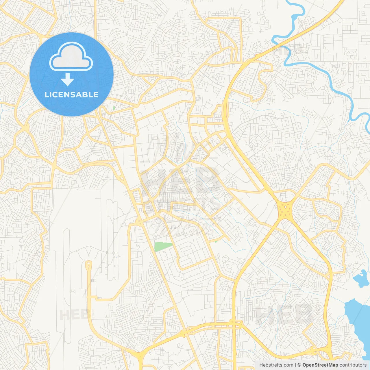 Printable street map of Ikeja, Nigeria