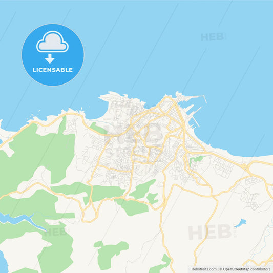 Printable street map of Jijel, Algeria