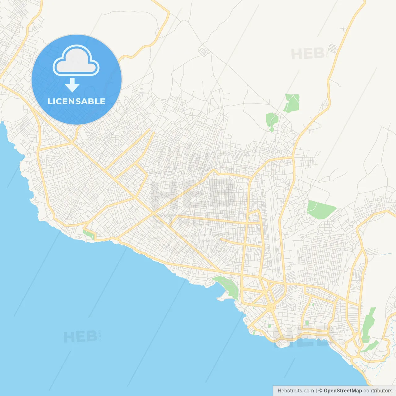 Printable street map of Goma, DR Congo