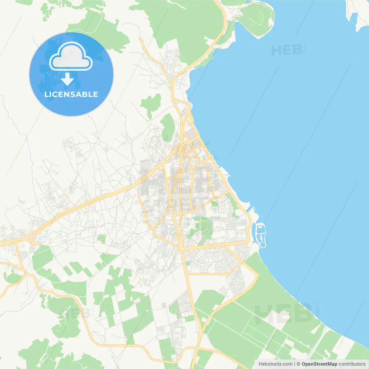 Printable street map of Nador, Morocco