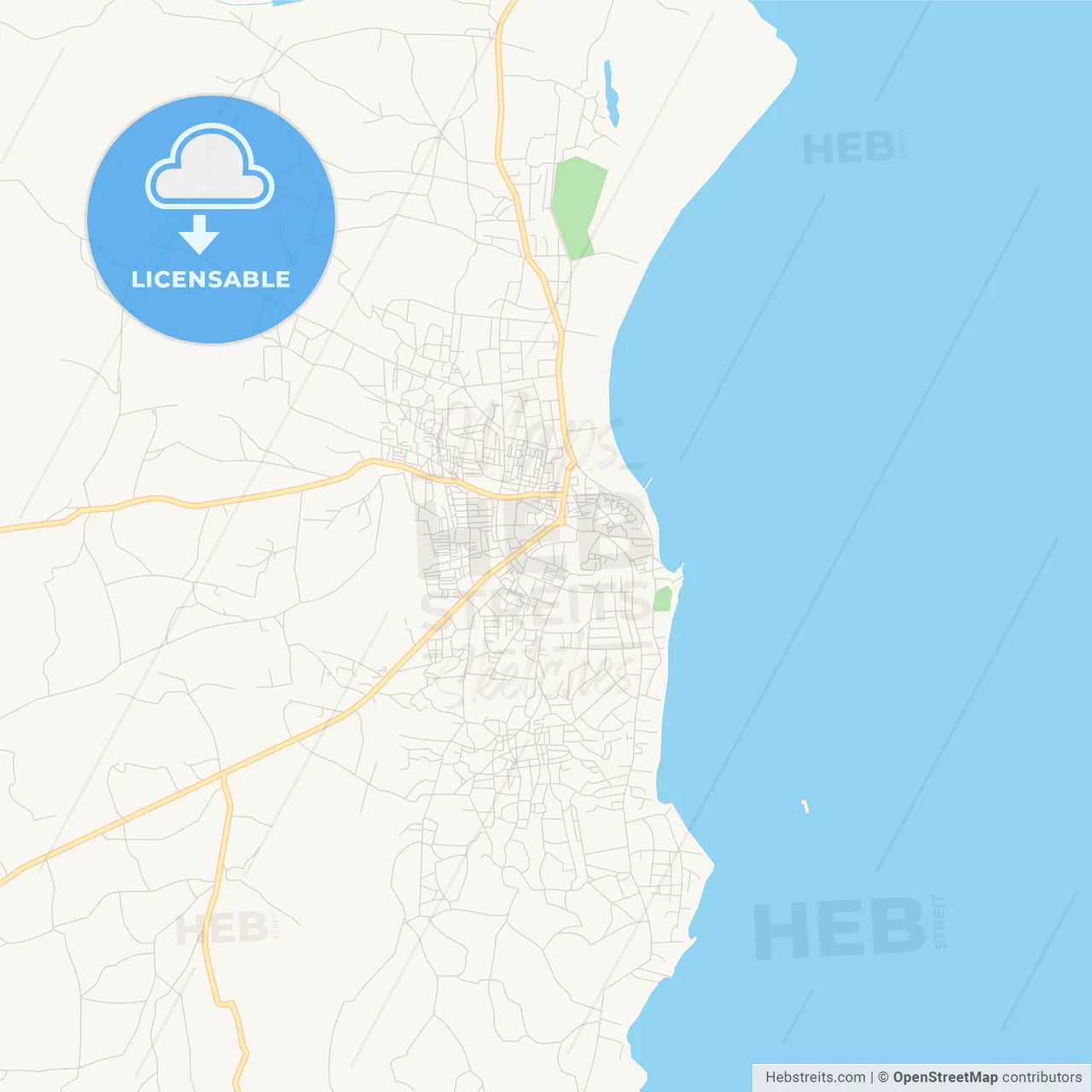 Printable street map of Malindi, Kenya