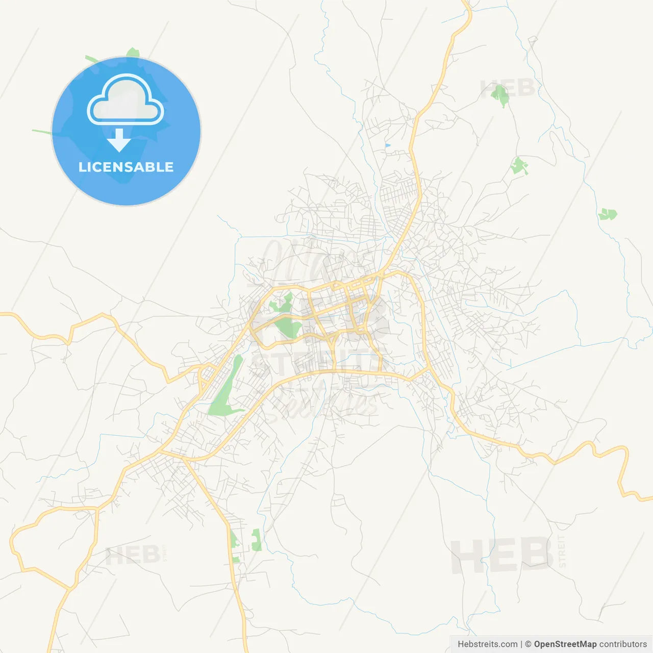 Printable street map of Kindia, Guinea