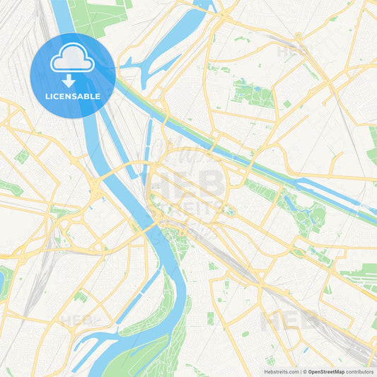 Mannheim, Germany Vector Map - Classic Colors