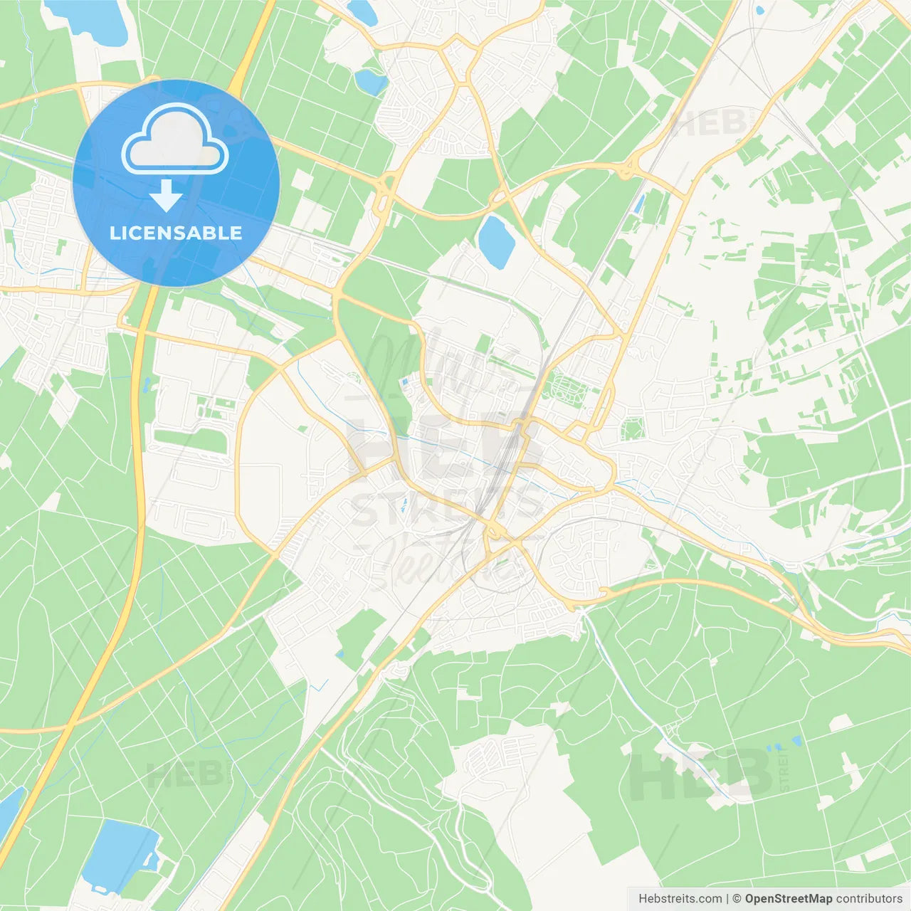 Bruchsal, Germany Vector Map - Classic Colors