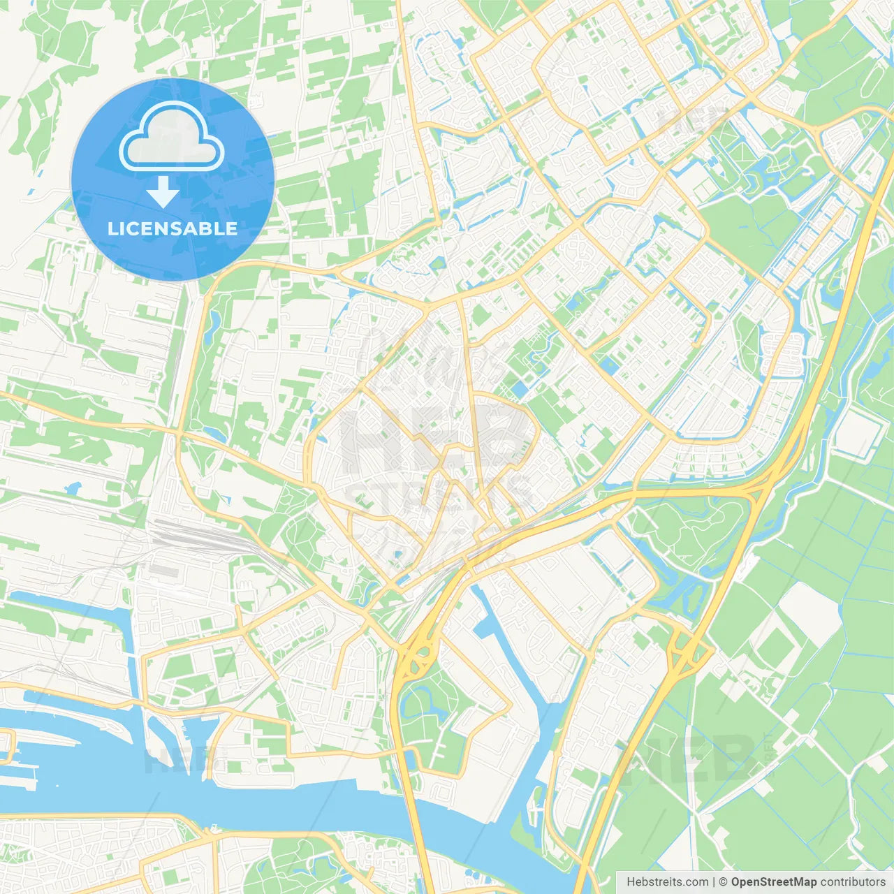 Beverwijk, Netherlands Vector Map - Classic Colors