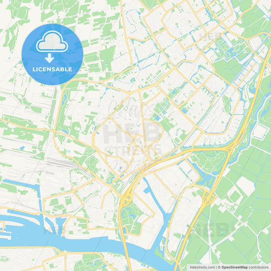 Beverwijk, Netherlands Vector Map - Classic Colors