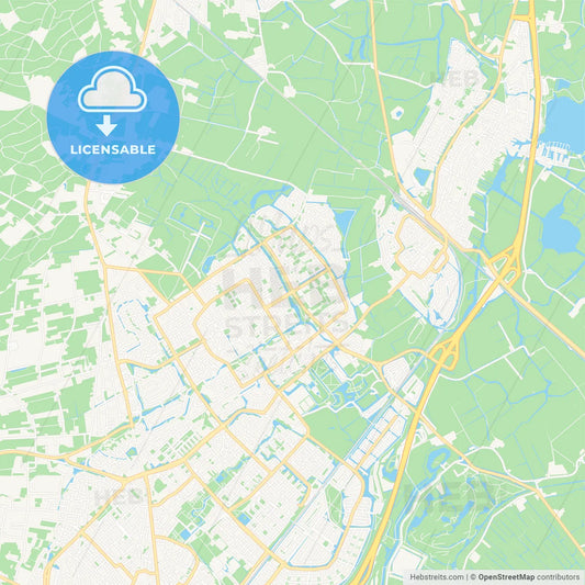 Heemskerk, Netherlands Vector Map - Classic Colors