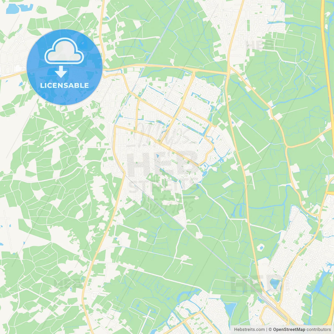 Castricum, Netherlands Vector Map - Classic Colors