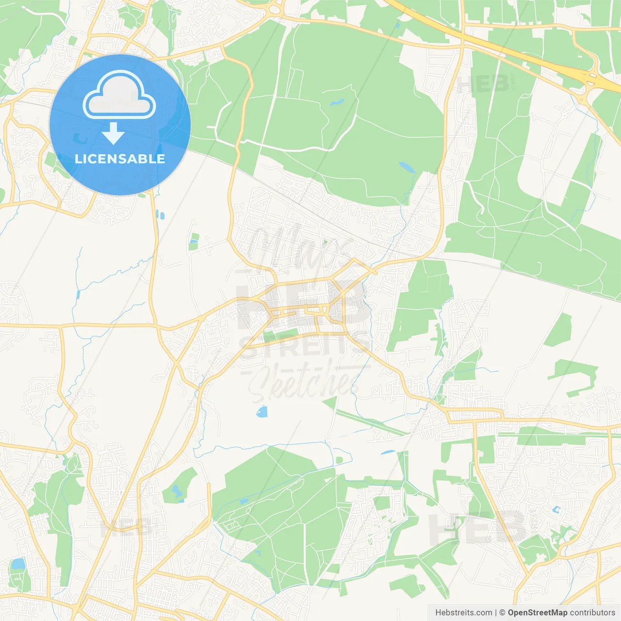 Atherton, England Vector Map - Classic Colors