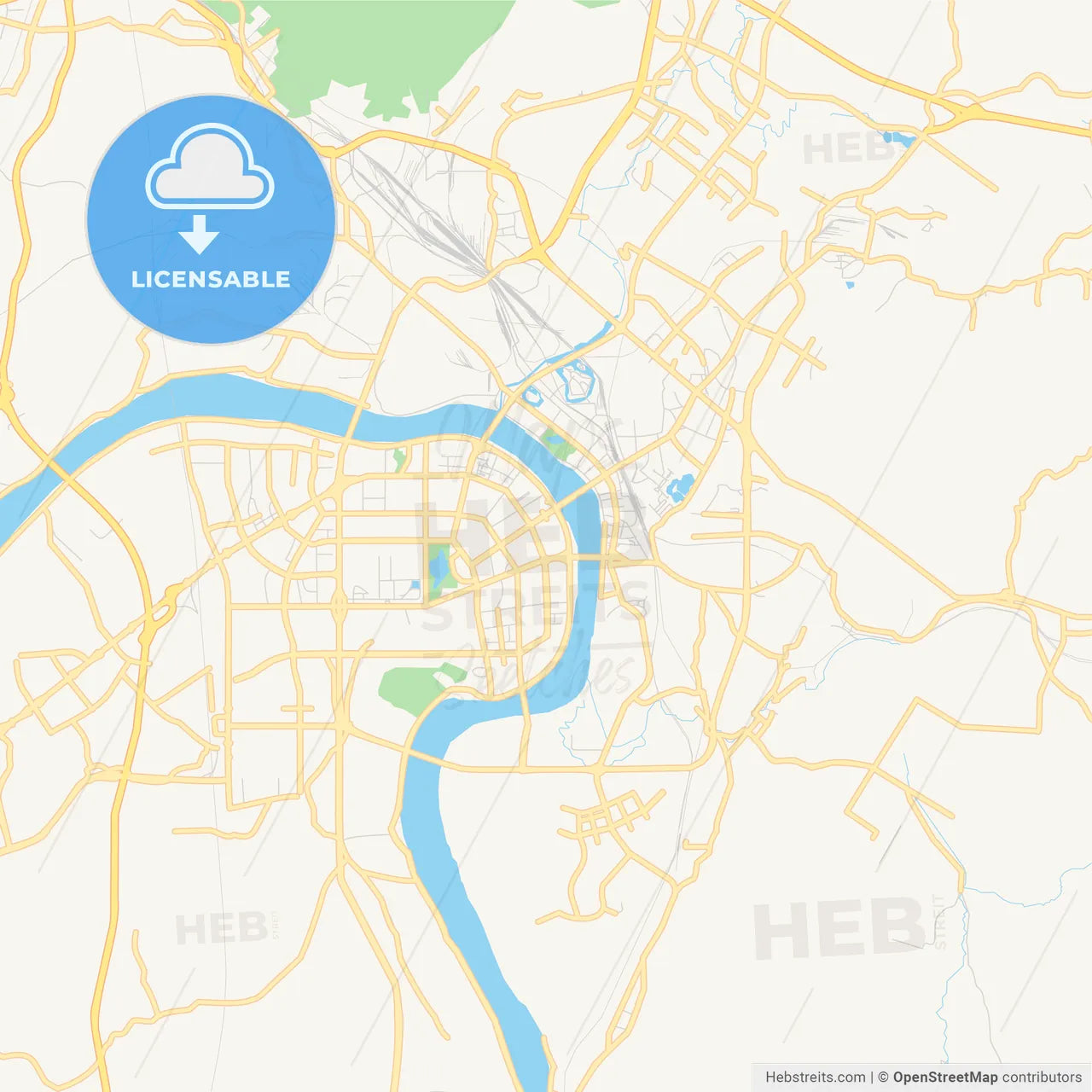 Printable street map of Zhuzhou, China