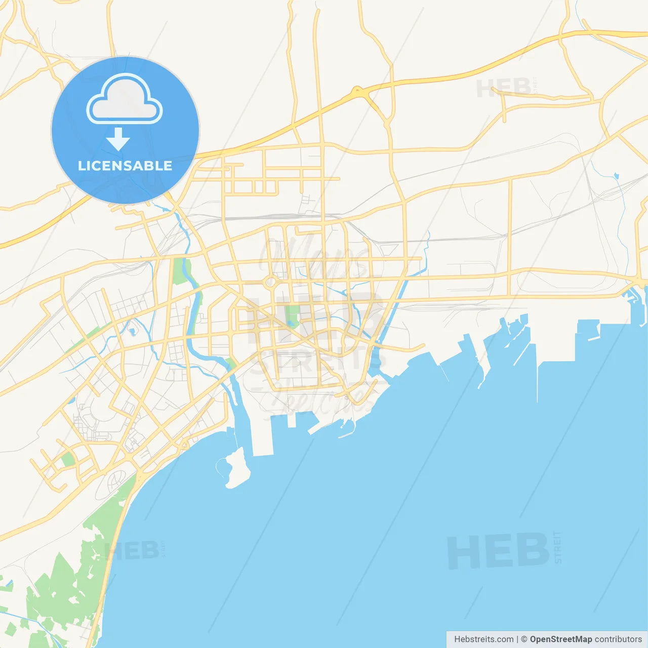 Printable street map of Qinhuangdao, China