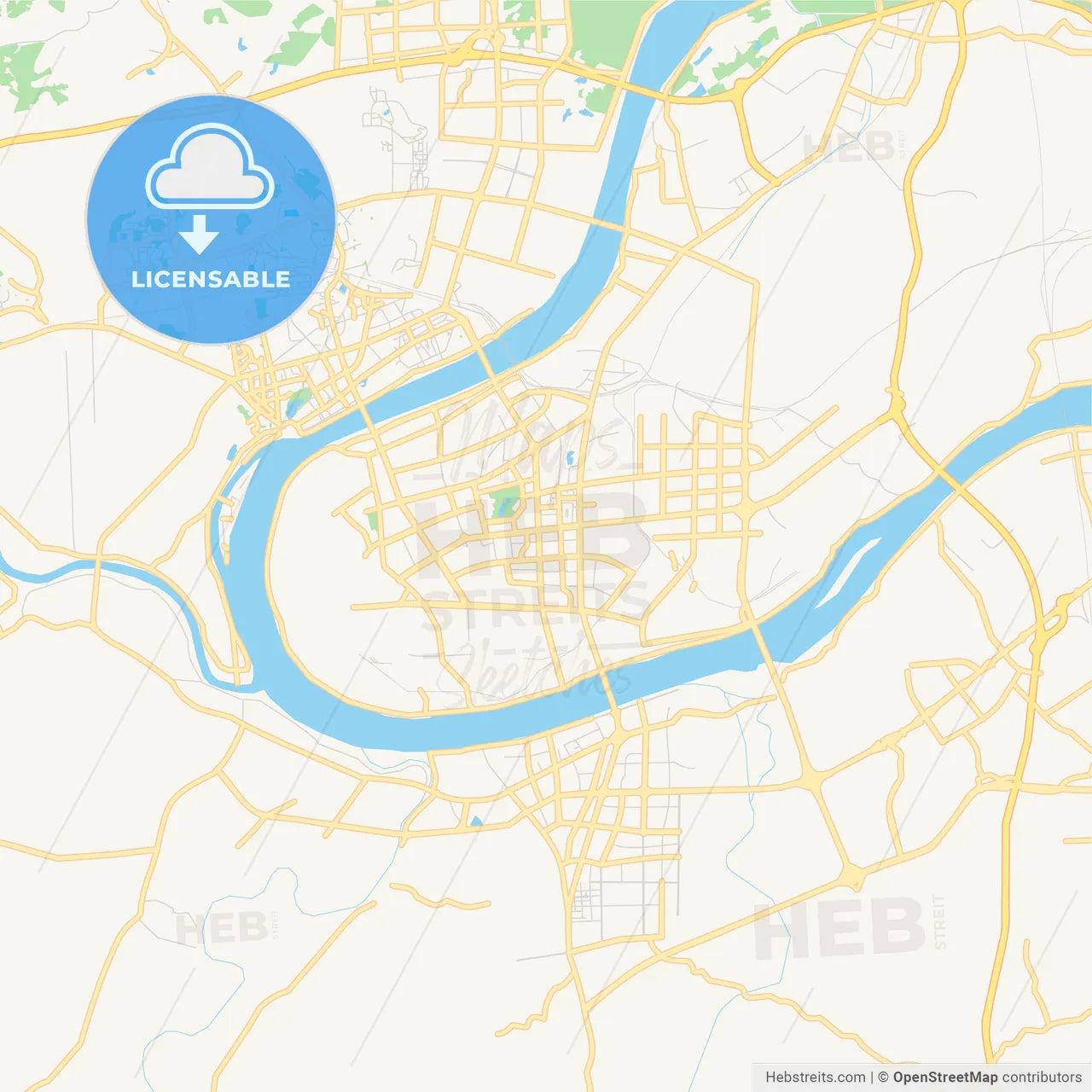 Printable street map of Xiangtan, China