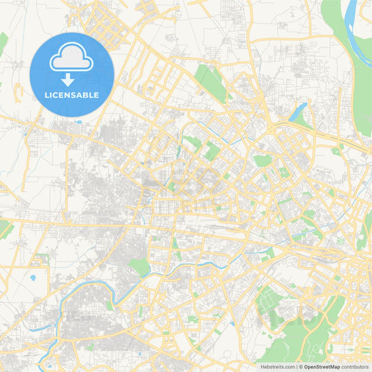 Printable street map of Delhi, India