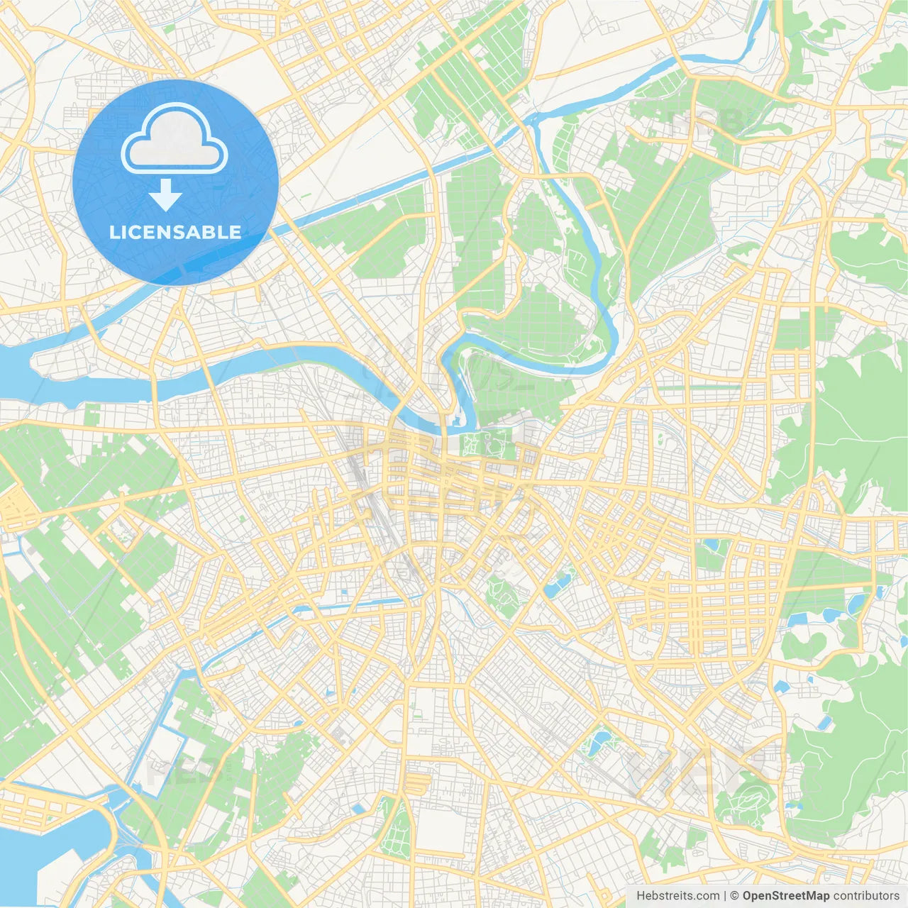 Printable street map of Toyohashi, Japan