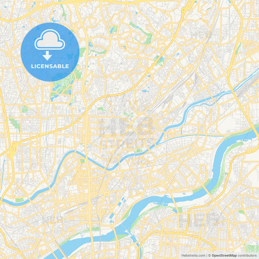 Printable street map of Suita, Japan