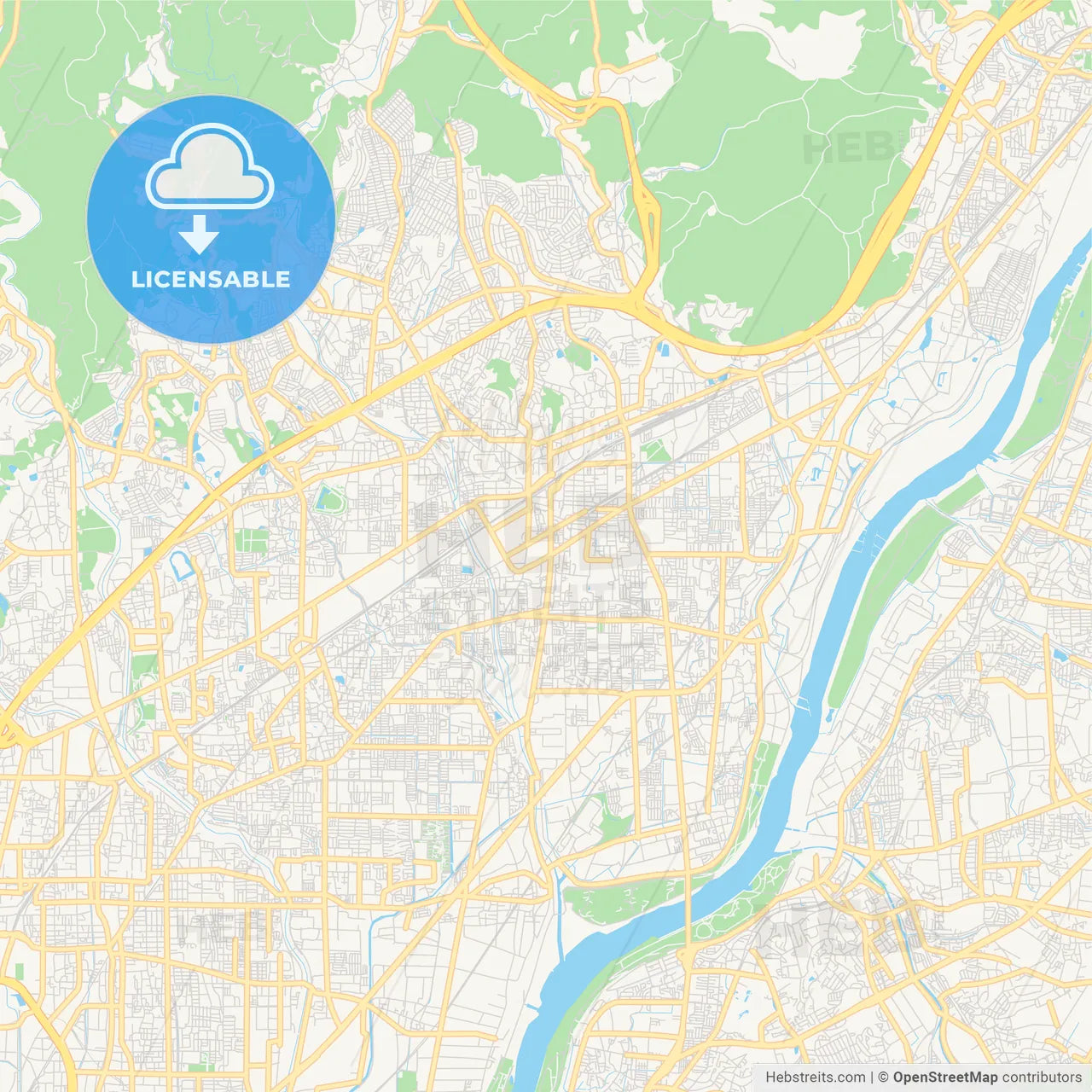 Printable street map of Takatsuki, Japan