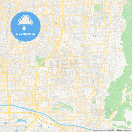 Printable street map of Yao, Japan