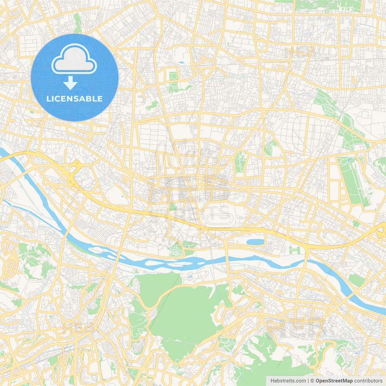 Printable street map of Fuchū, Japan