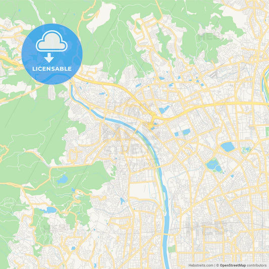 Printable street map of Takarazuka, Japan