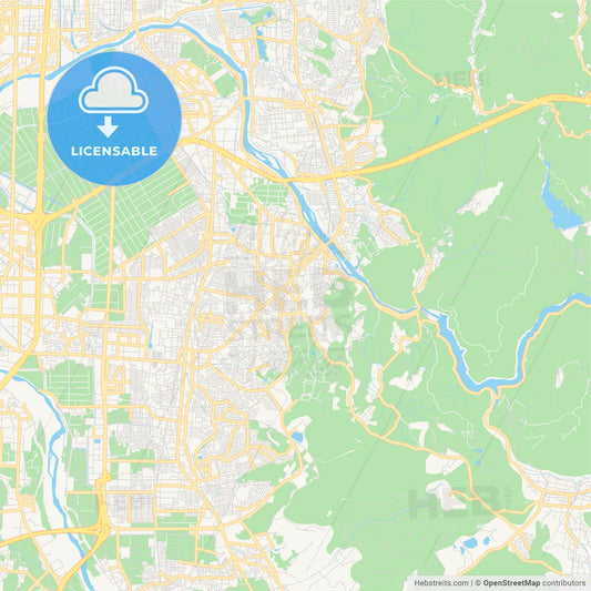 Printable street map of Uji, Japan