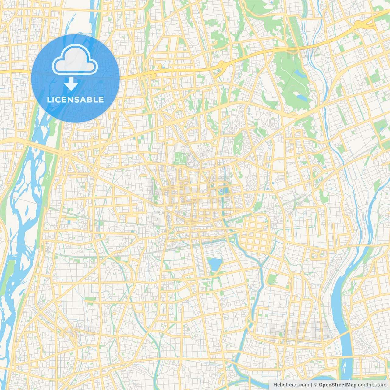Printable street map of Iwata, Japan