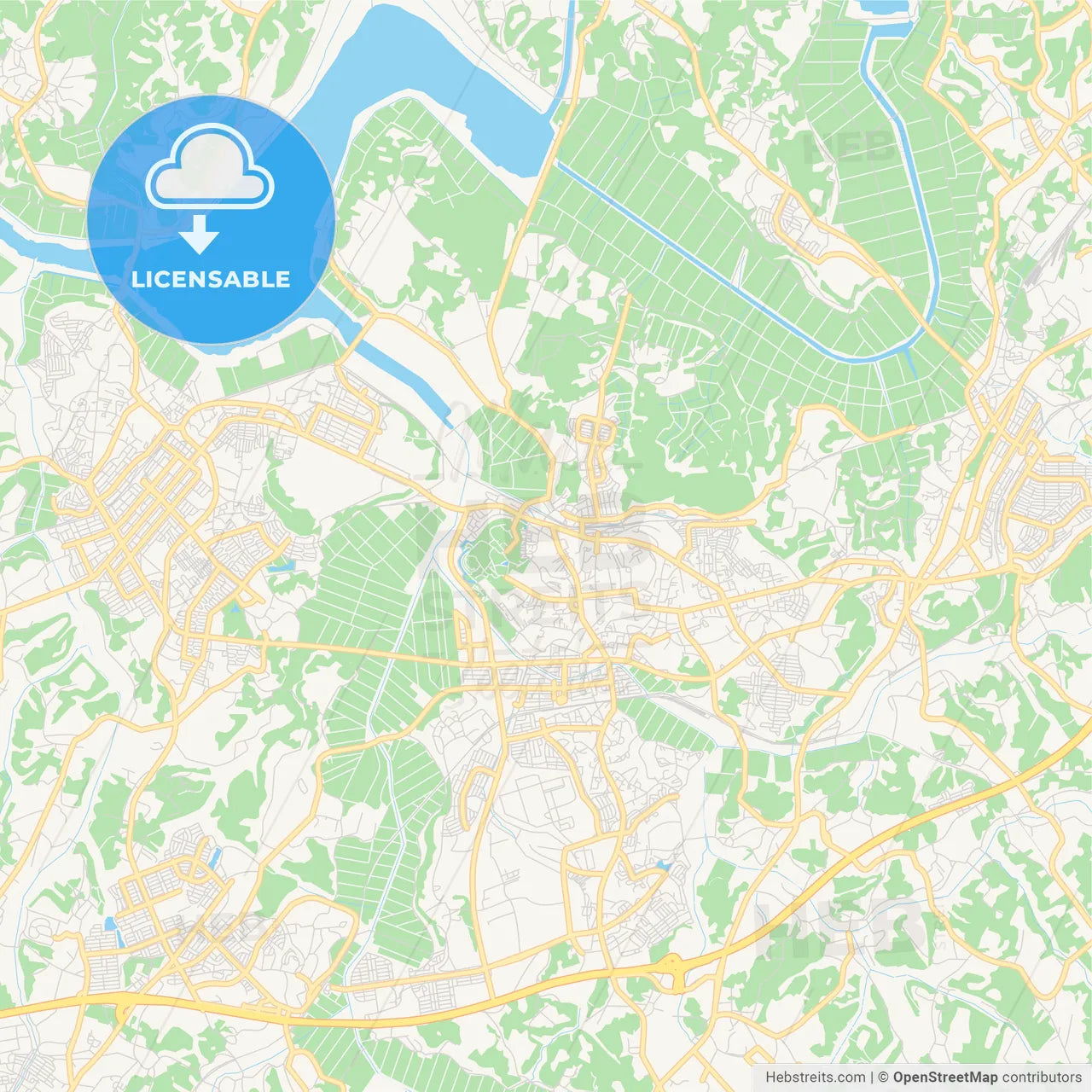 Printable street map of Sakura, Japan