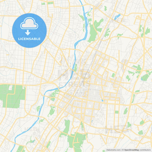 Printable street map of Oyama, Japan