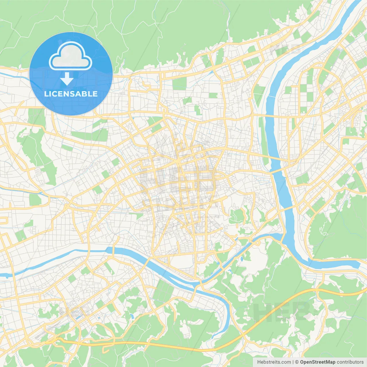 Printable street map of Izumo, Japan