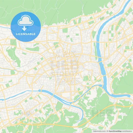 Printable street map of Izumo, Japan
