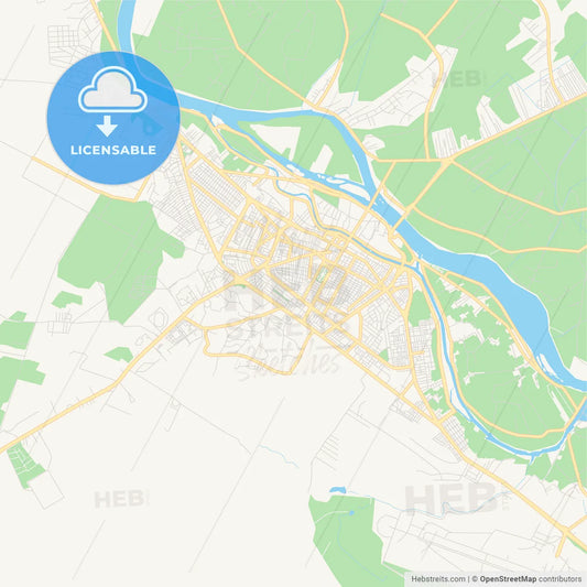 Printable street map of Deir ez-Zor, Syria