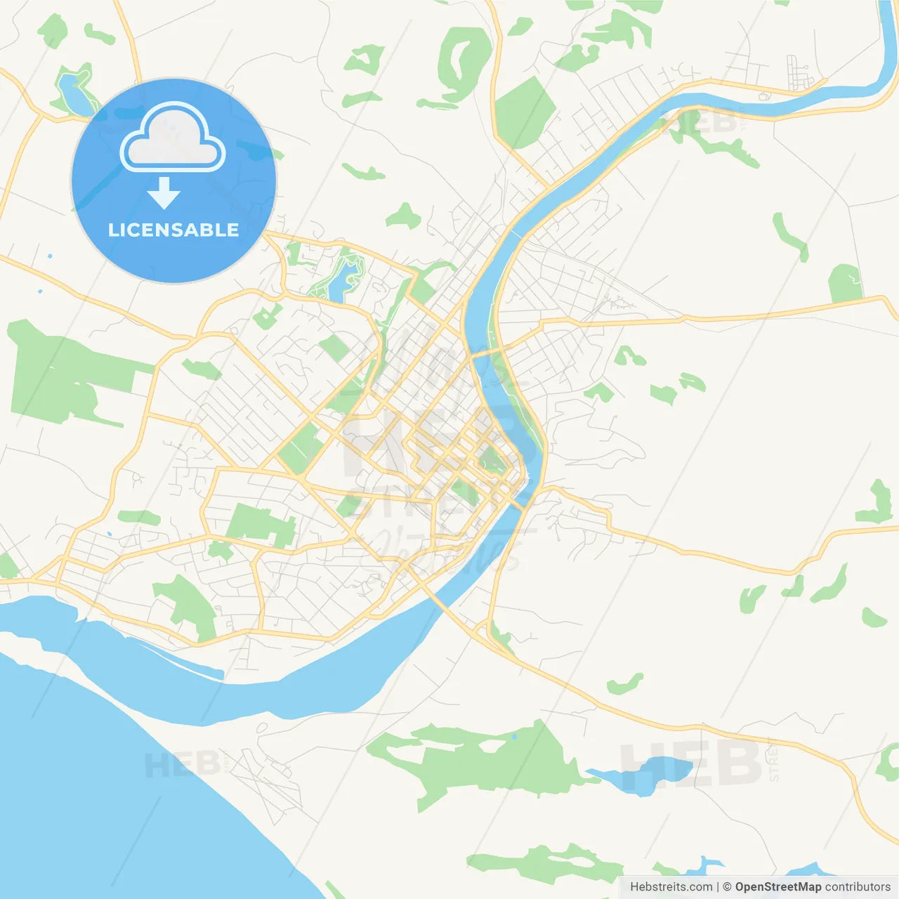 Printable street map of Whanganui, New Zealand