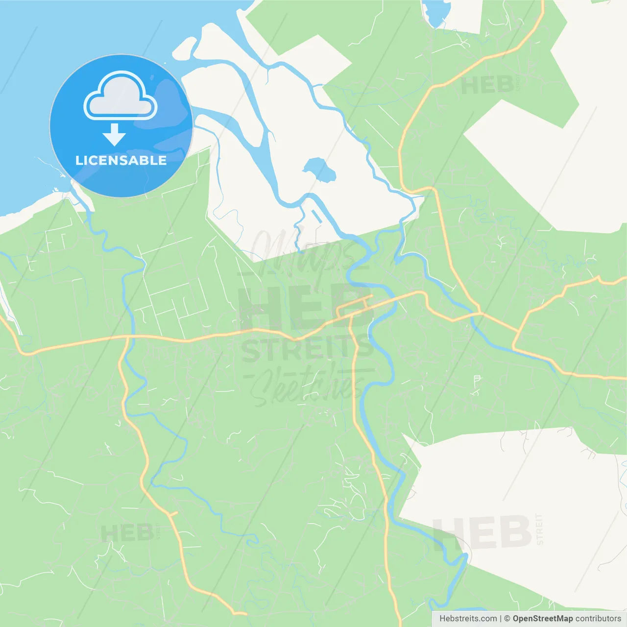Printable street map of Labasa, Fiji