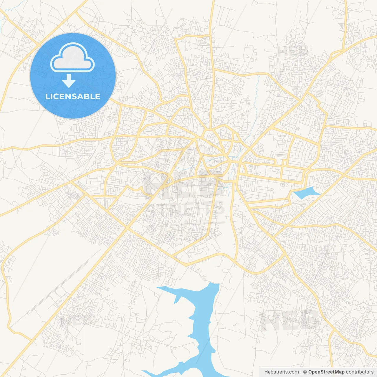 Printable street map of Ilorin, Nigeria
