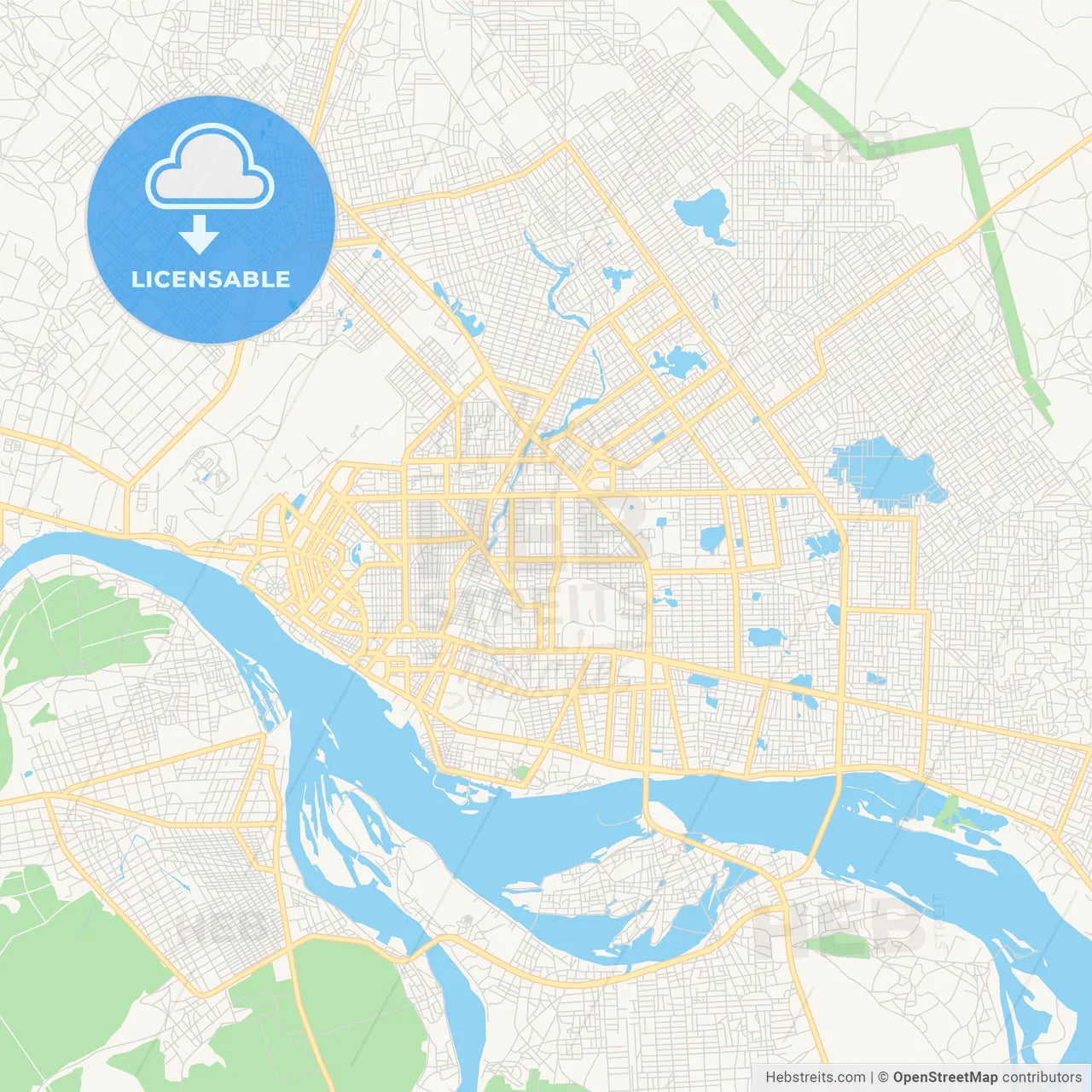 Printable street map of NDjamena, Chad