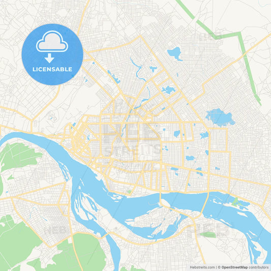 Printable street map of NDjamena, Chad