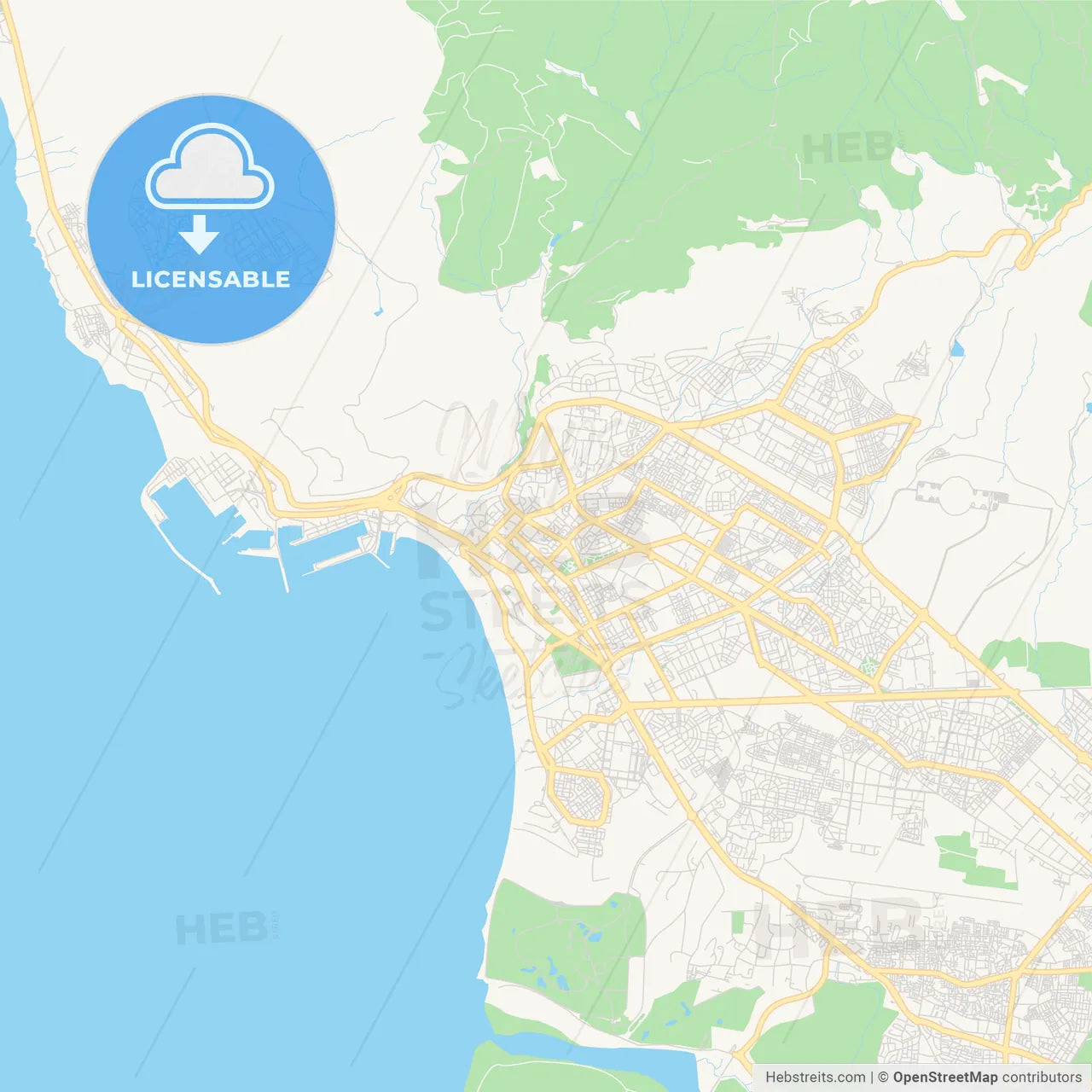 Printable street map of Agadir, Morocco