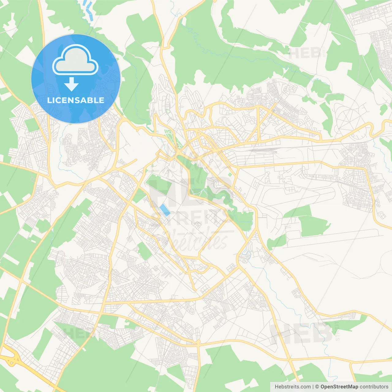 Printable street map of Meknes, Morocco