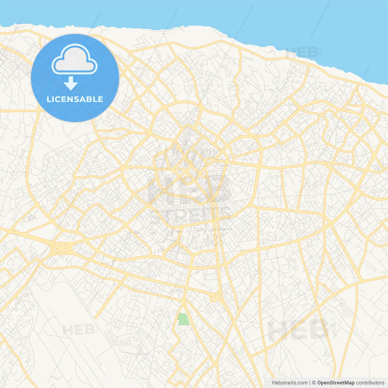 Printable street map of Misratah, Libya