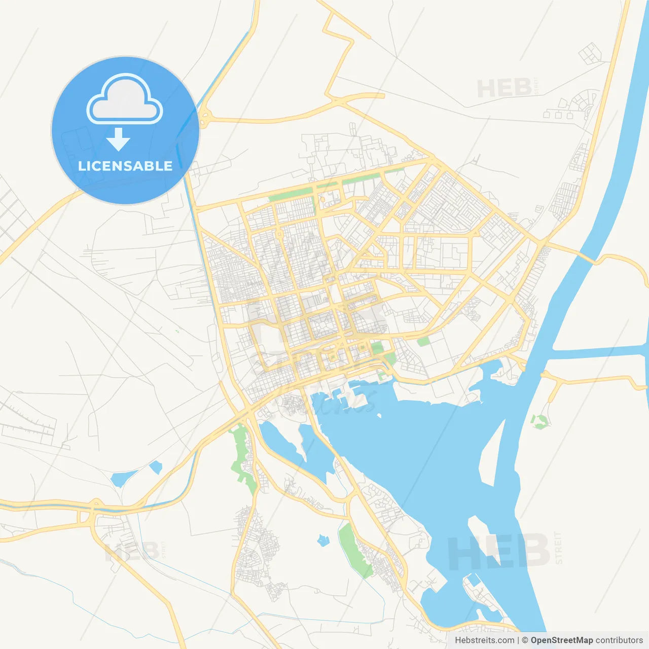Printable street map of Ismailia, Egypt