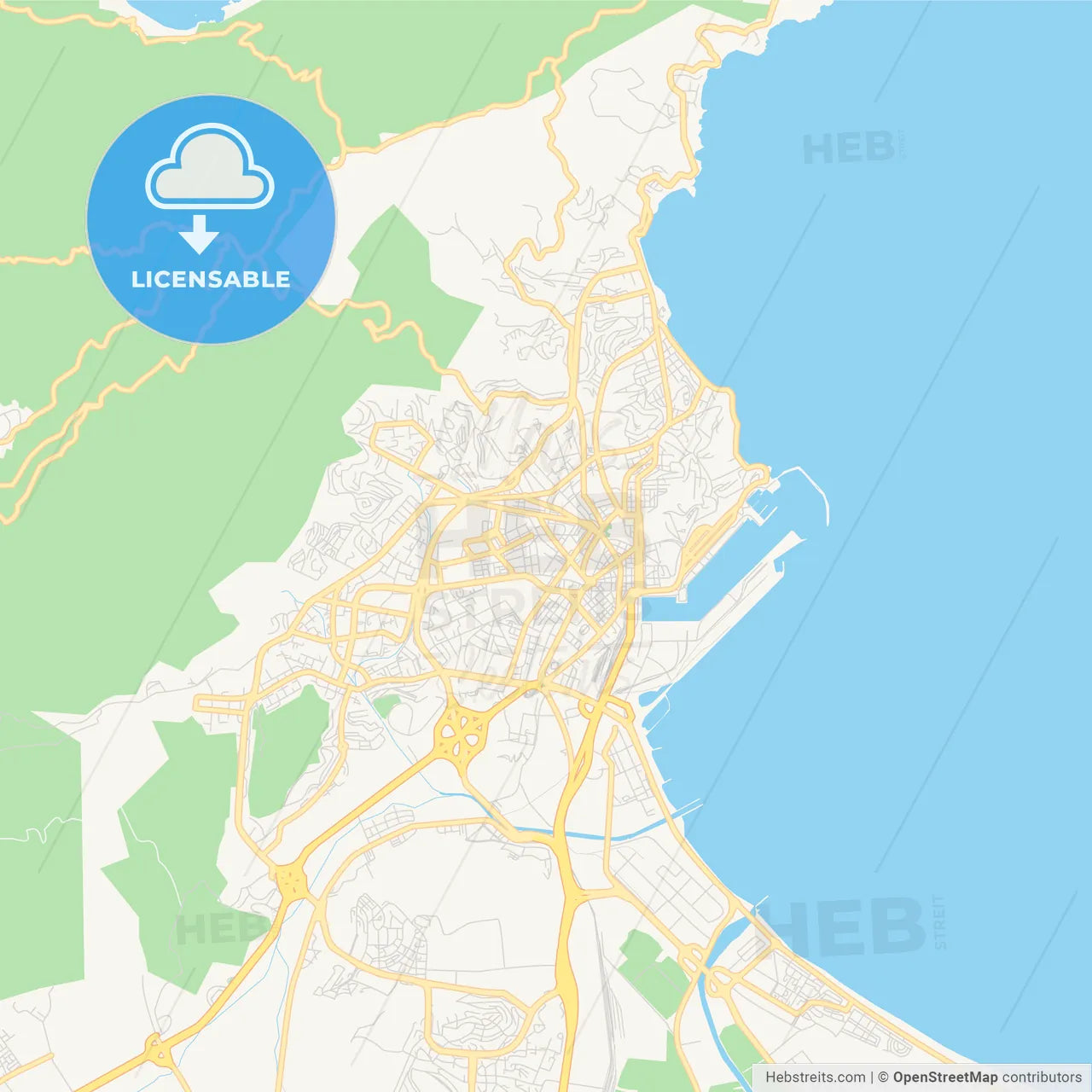 Printable street map of Annaba, Algeria