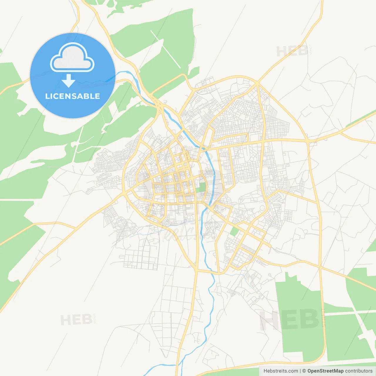 Printable street map of Djelfa, Algeria