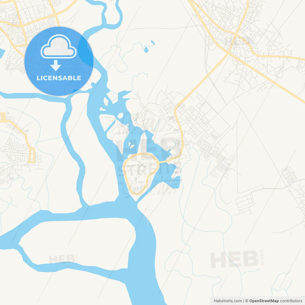 Printable street map of Okrika, Nigeria