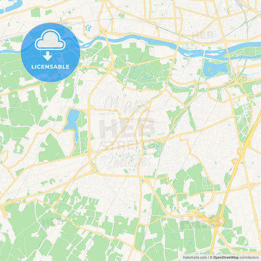 Joue-les-Tours, France Vector Map - Classic Colors