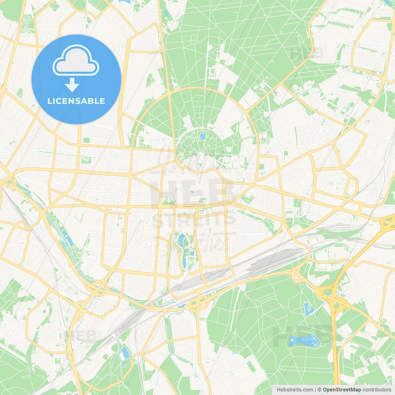 Karlsruhe, Germany Vector Map - Classic Colors