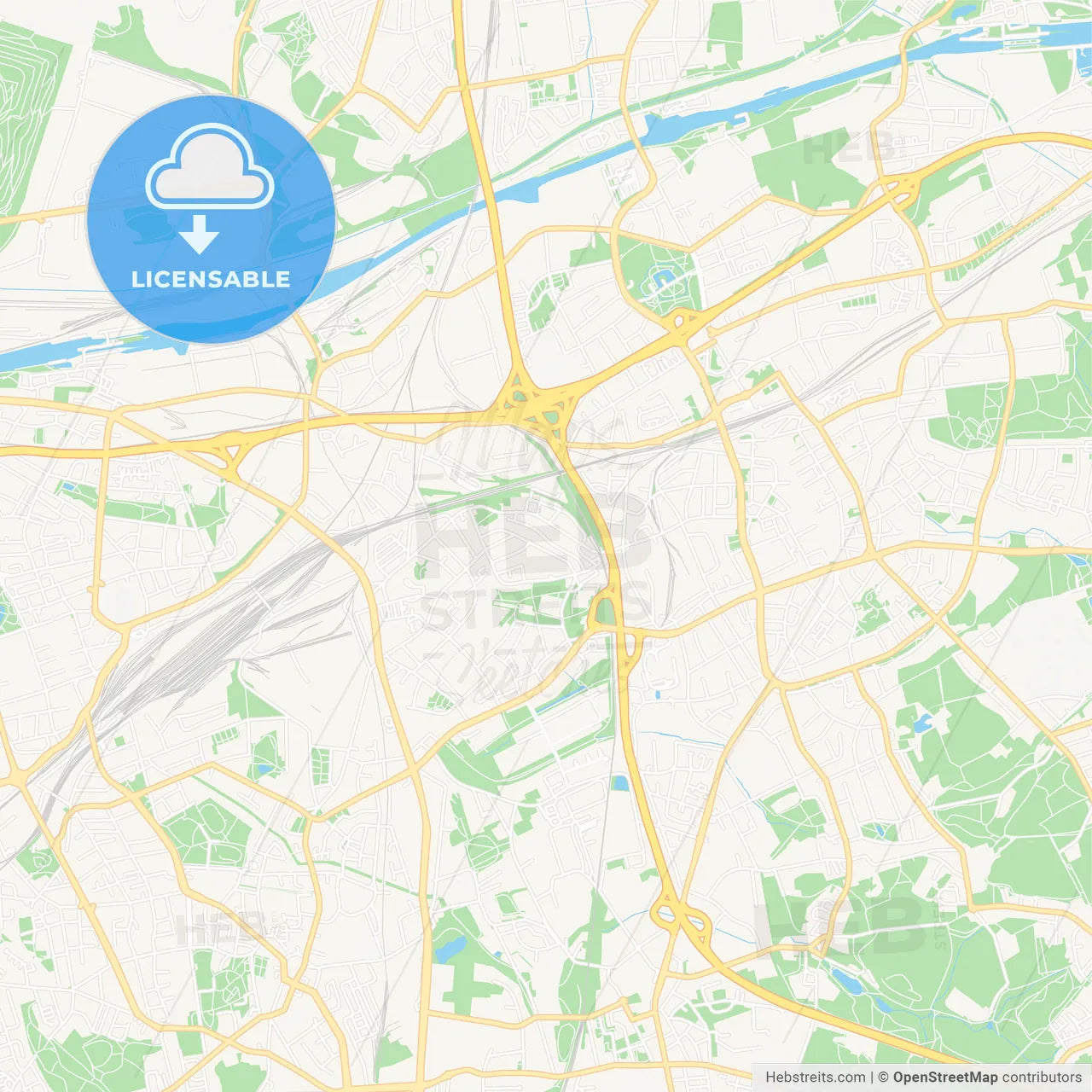 Herne, Germany Vector Map - Classic Colors