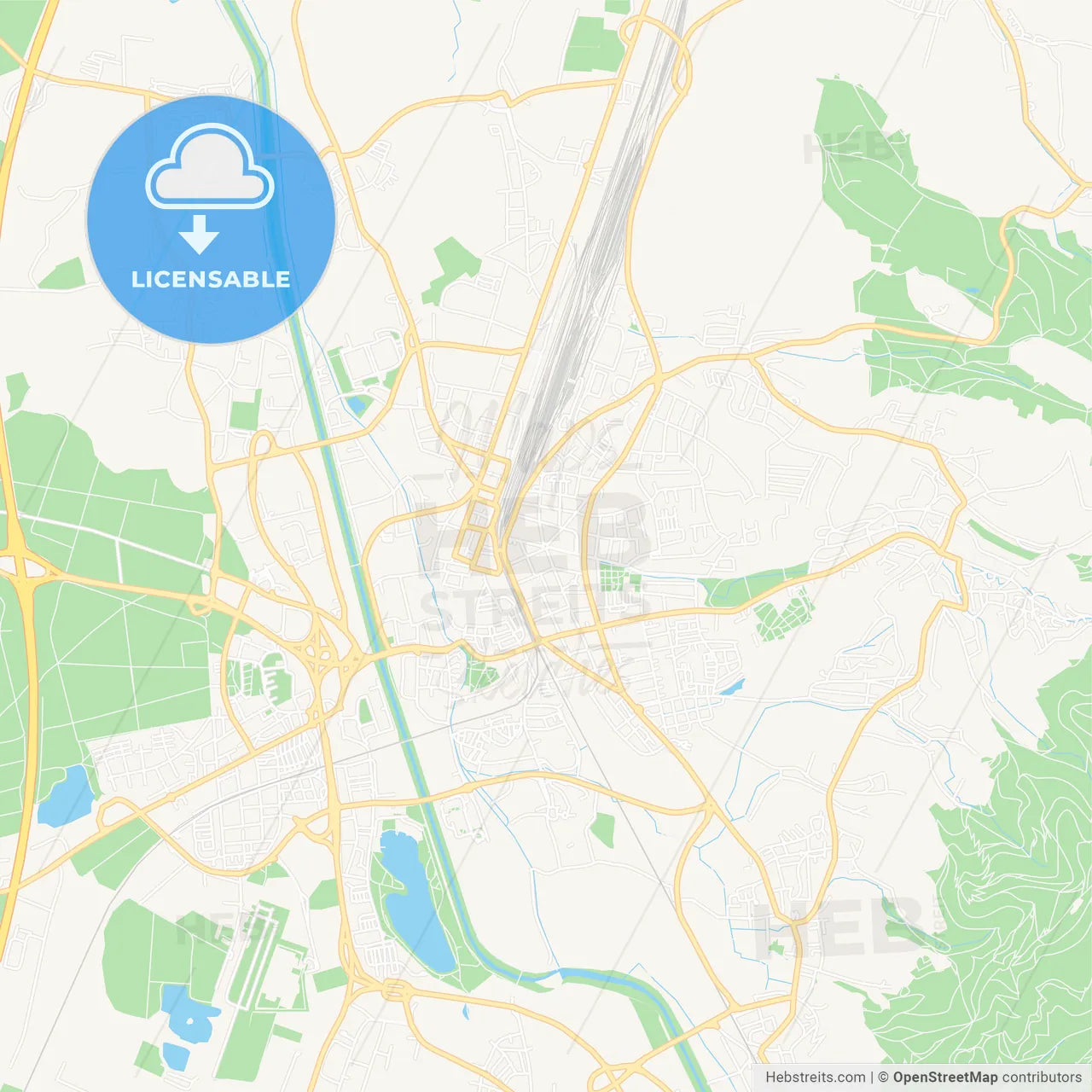 Offenburg, Germany Vector Map - Classic Colors