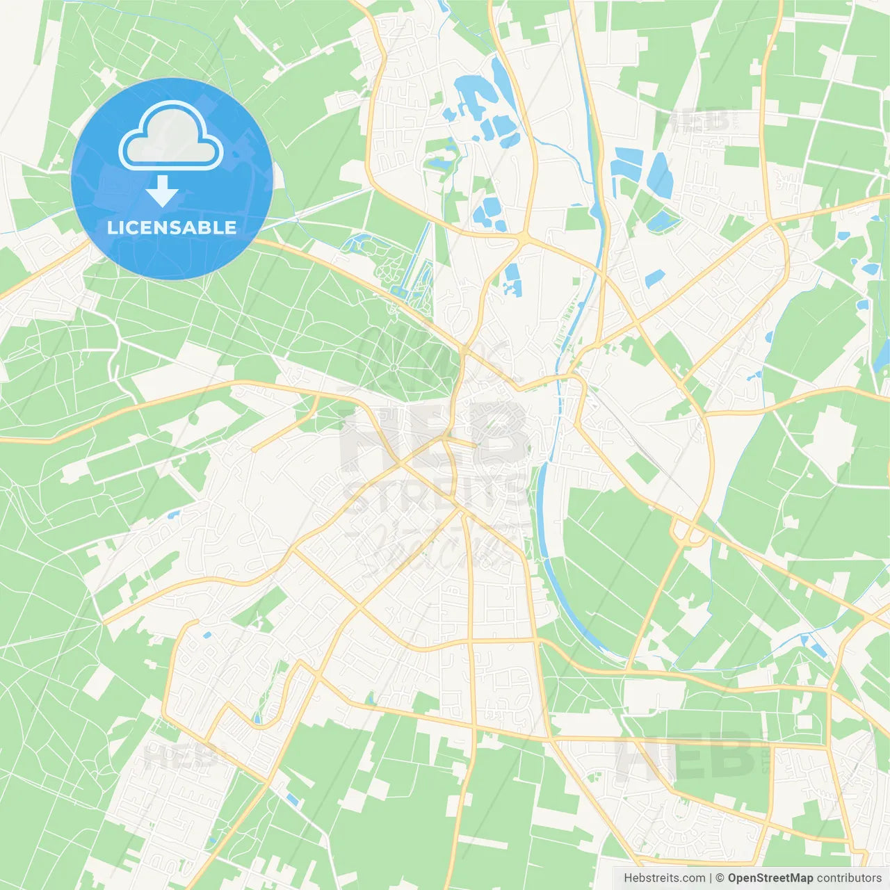 Kleve, Germany Vector Map - Classic Colors