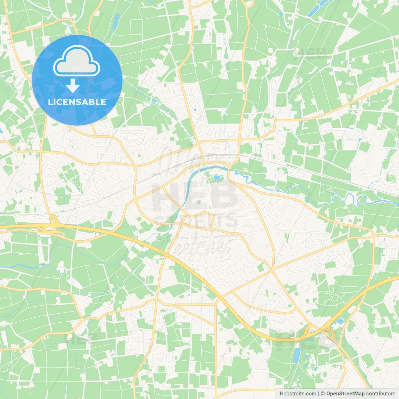 Bunde, Germany Vector Map - Classic Colors